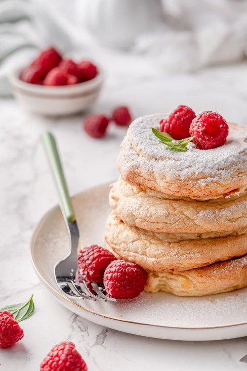 Fluffy Japanese-inspired low carb pancakes with cottage cheese