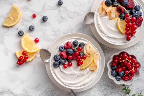 Lemon cottage cheese cheesecake bowl