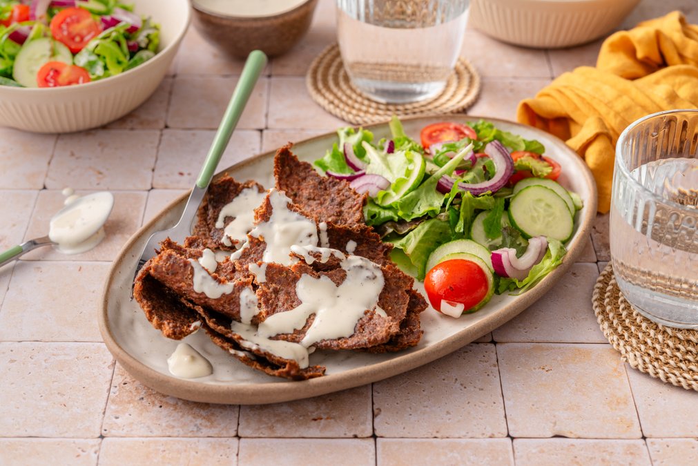 Viral keto beef doner kebab with garlic sauce
