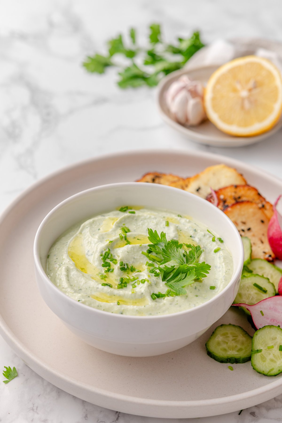 Garlic herb cottage cheese dip