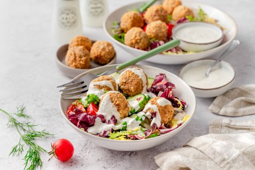 Air fryer tuna meatball bowl