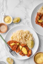 Keto chicken katsu with sesame cabbage and curry mayo