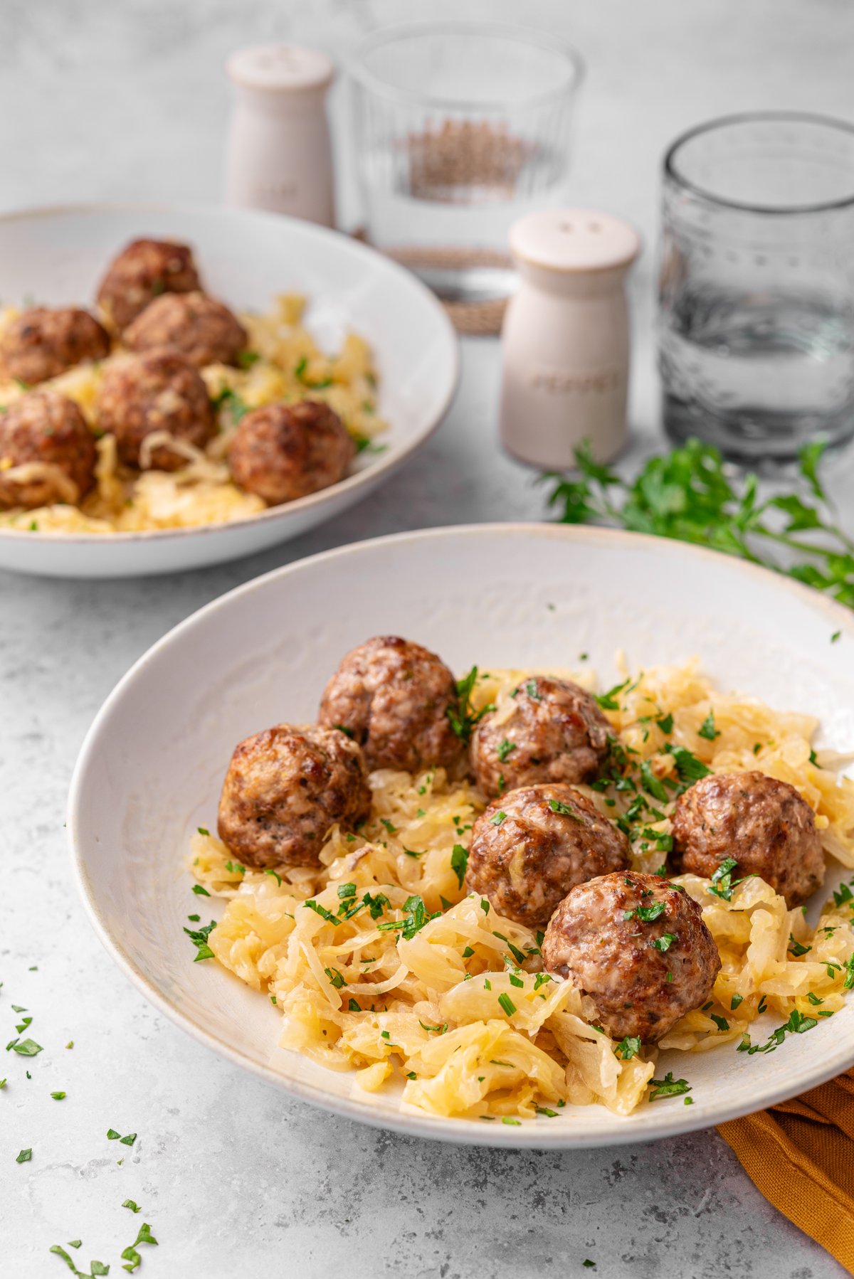 Keto Bavarian meatballs with sauerkraut