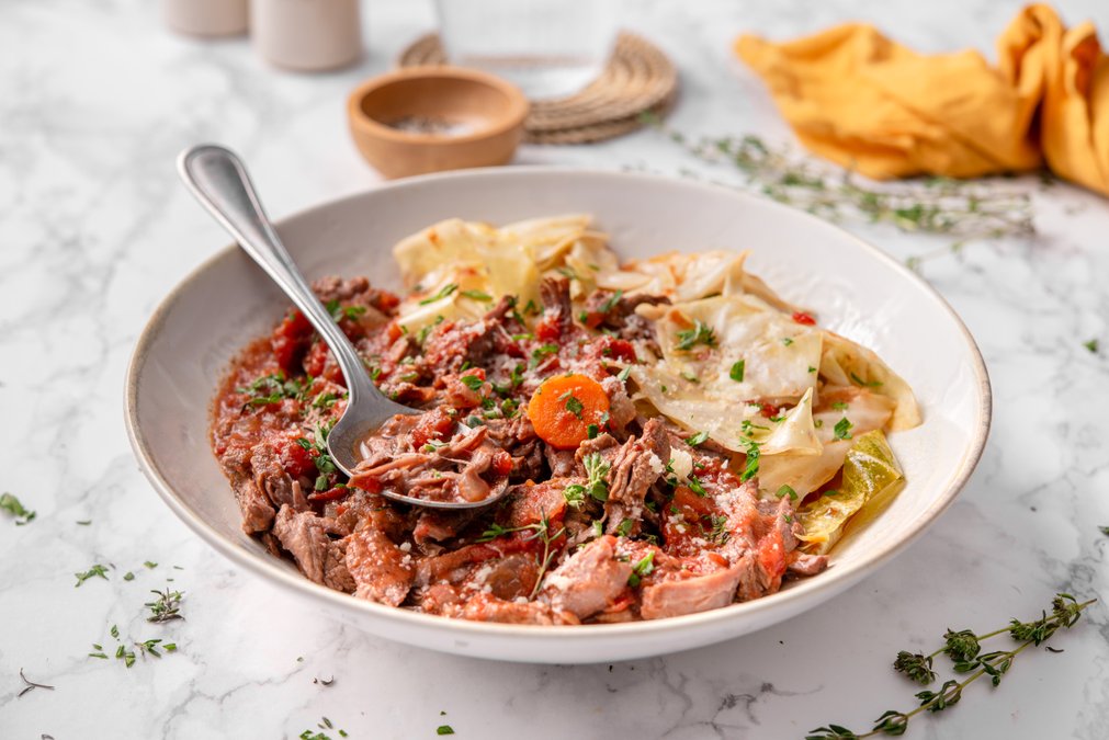 Slow-cooked beef ragù with cabbage pappardelle