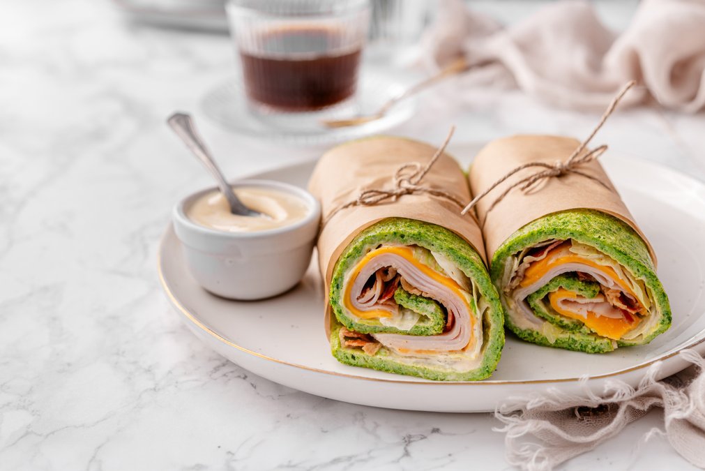 High protein spinach club wrap