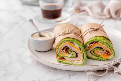 High protein spinach club wrap