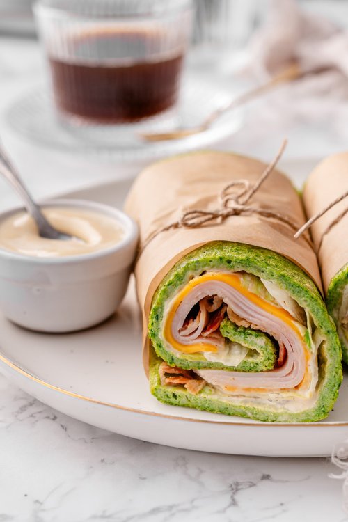 High protein spinach club wrap