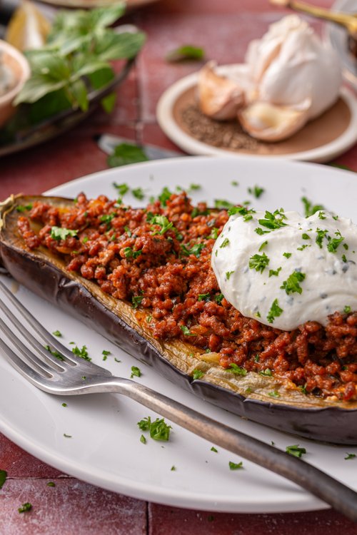 Low carb Turkish stuffed eggplant