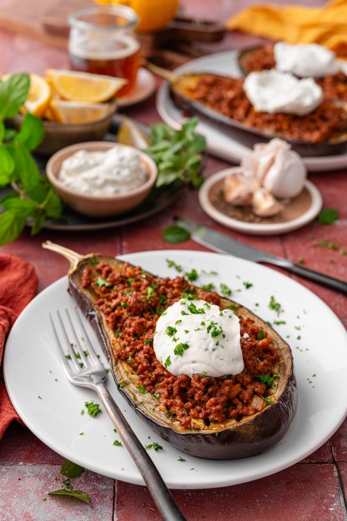 Low carb Turkish stuffed eggplant