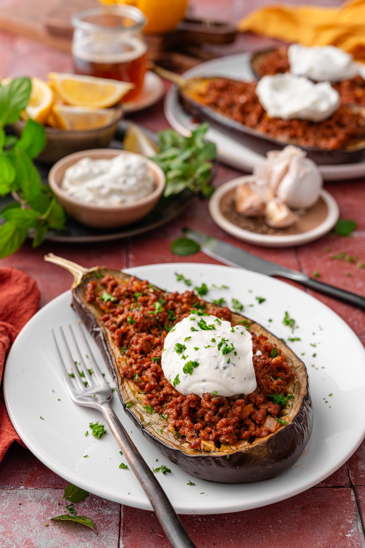 Low carb Turkish stuffed eggplant