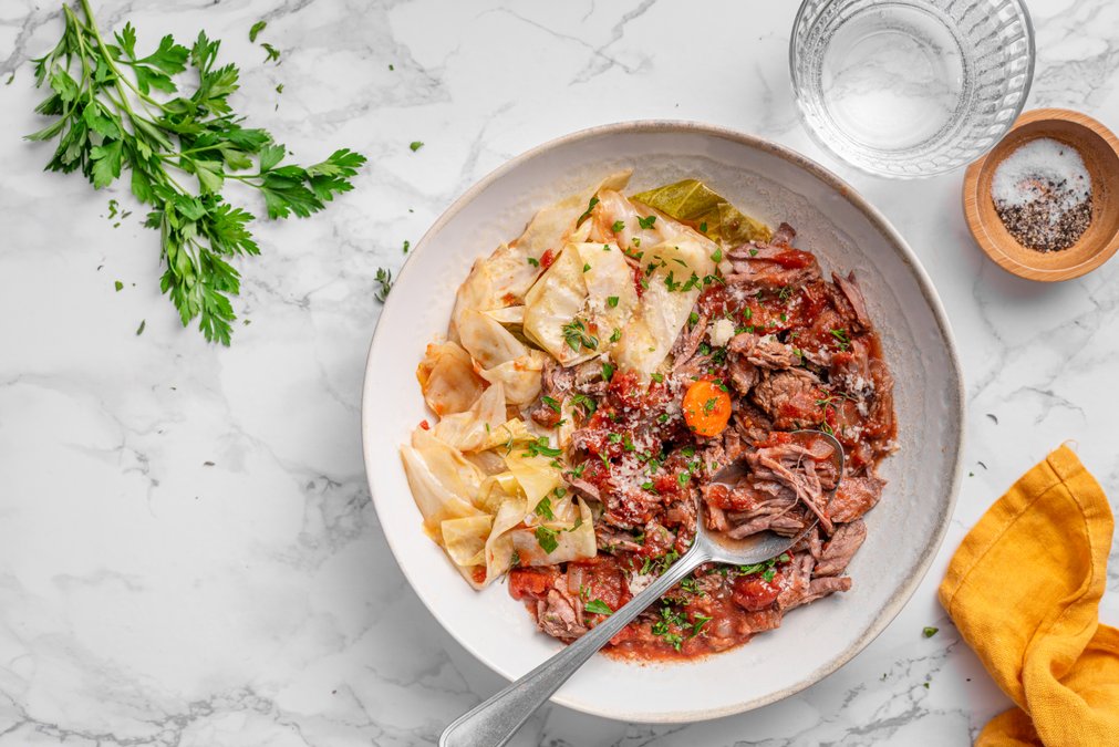 Slow-cooked beef ragù with cabbage pappardelle