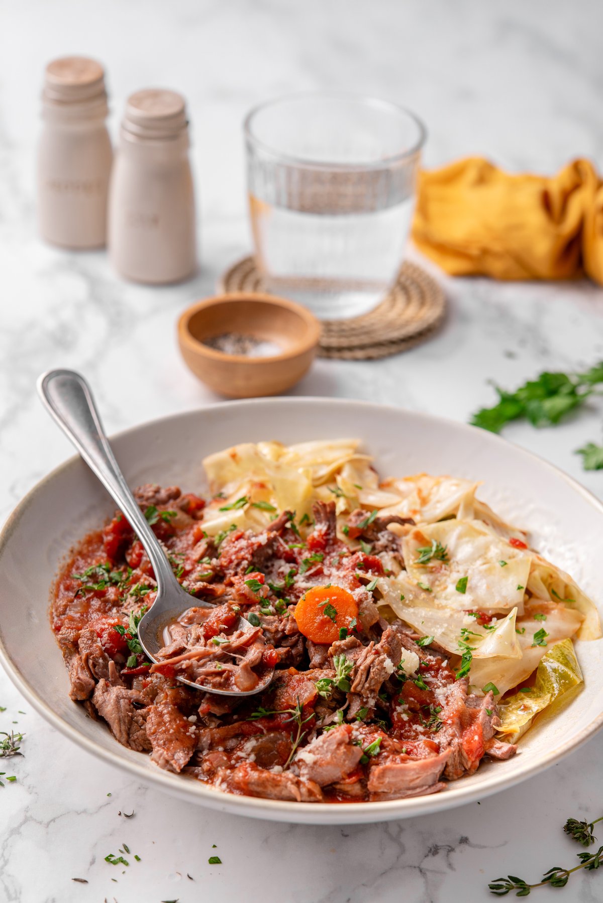 Slow-cooked beef ragù with cabbage pappardelle