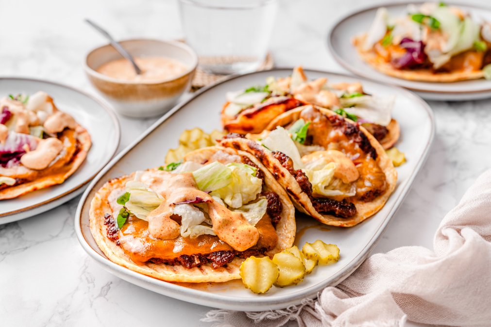 Smashed keto beef tacos