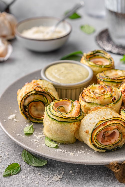 Crispy keto zucchini pinwheels