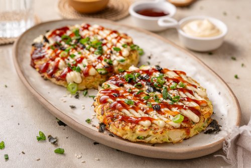 Japanese savory pancakes (okonomiyaki)