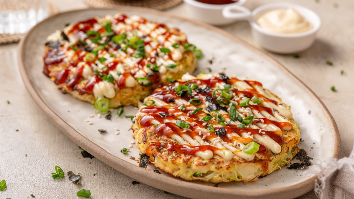 Japanese savory pancakes (okonomiyaki)
