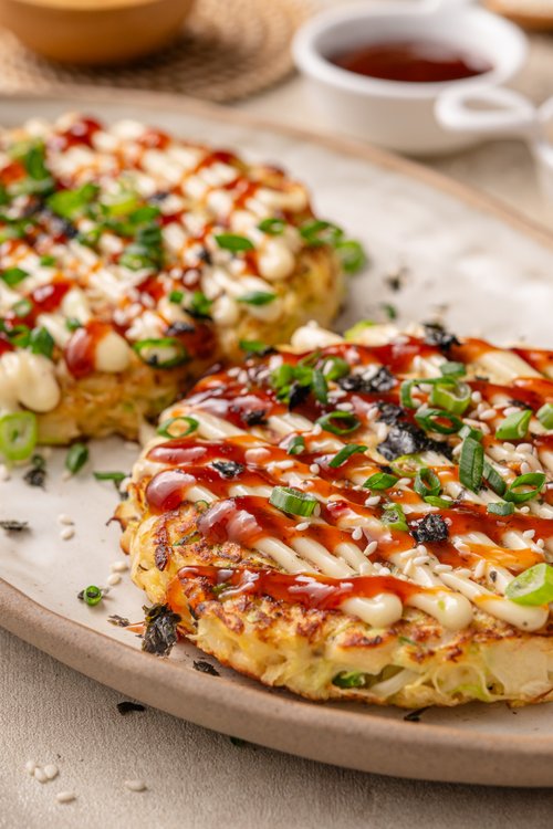 Japanese savory pancakes (okonomiyaki)