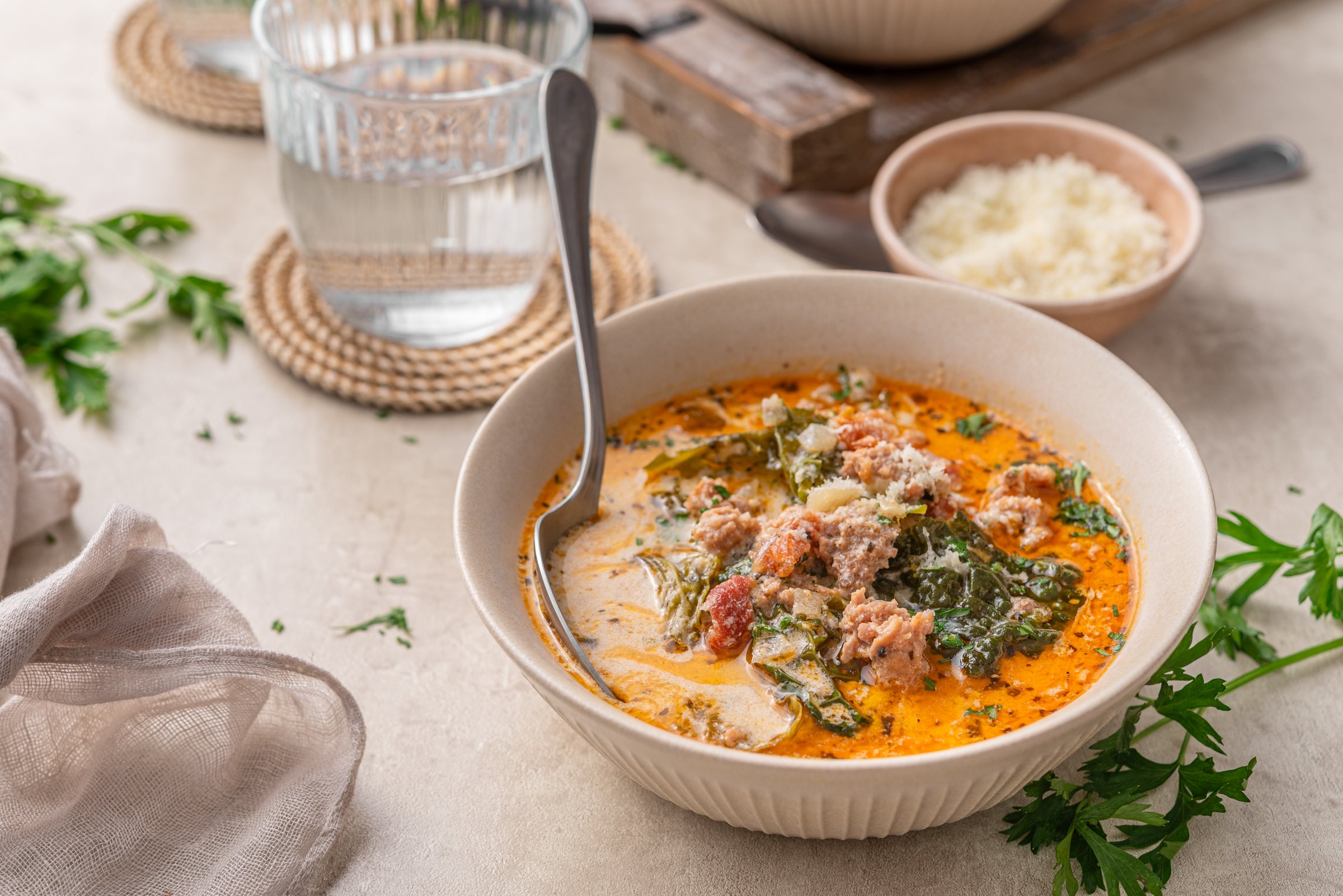 Low carb Tuscan soup with sausage and cabbage | Diet Doctor