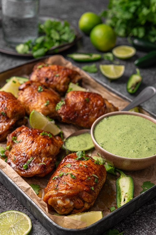 Peruvian chicken with green sauce